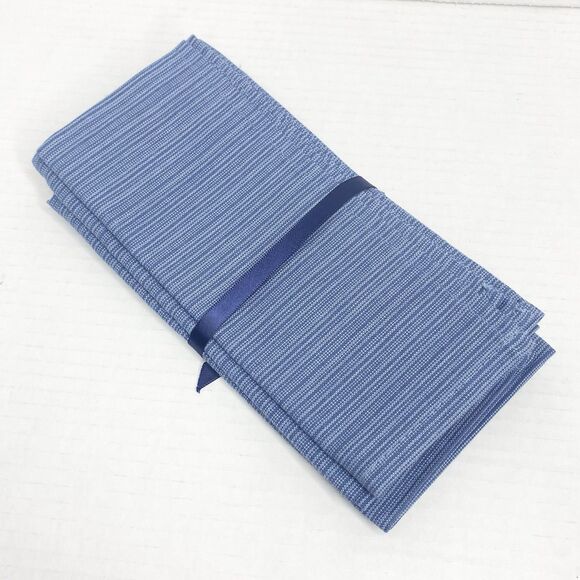 Patricia Spratt For The Home Set of 4 Blue Striped Cloth Dinner Napkins Cotton - Picture 2 of 4